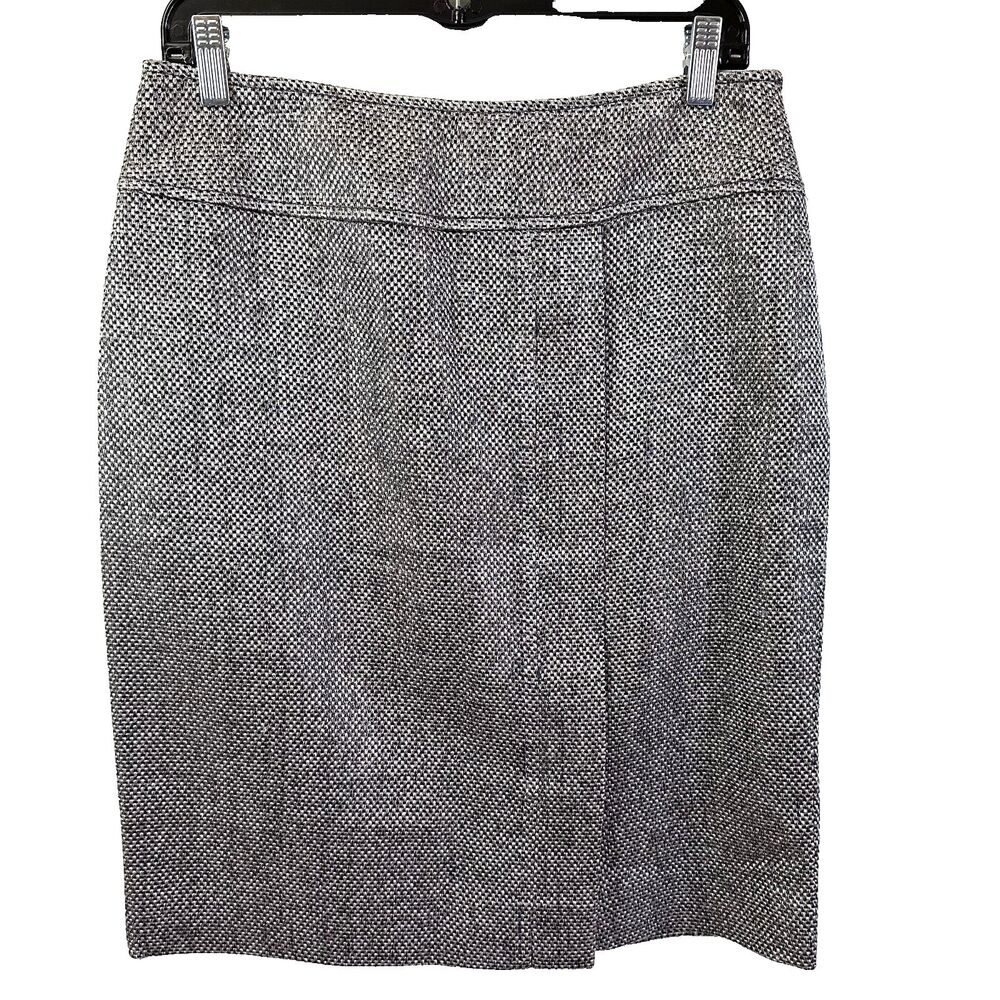 Carlisle Womens Straight Boucle Gray Front Zip Knee Length Skirt Sz 6